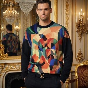 ST. CROIX R‎ Delaunay Luxury COLLECTORS SILK Crew Knits Pullover Sweater Size XL